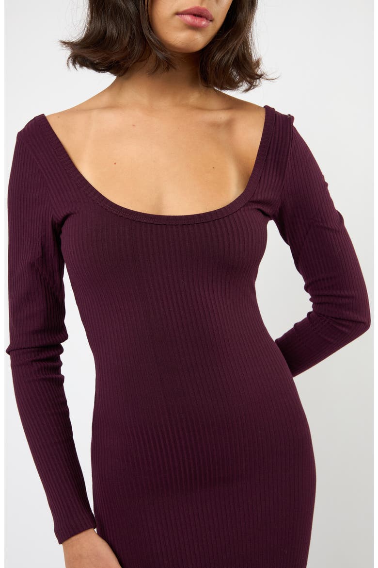 The Flirt Fusion Long Sleeve Rib Dress, Alternate, color, BURGUNDY
