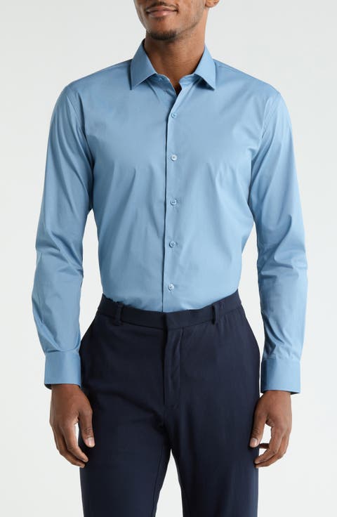 Steel Solid Stretch Dress Shirt
