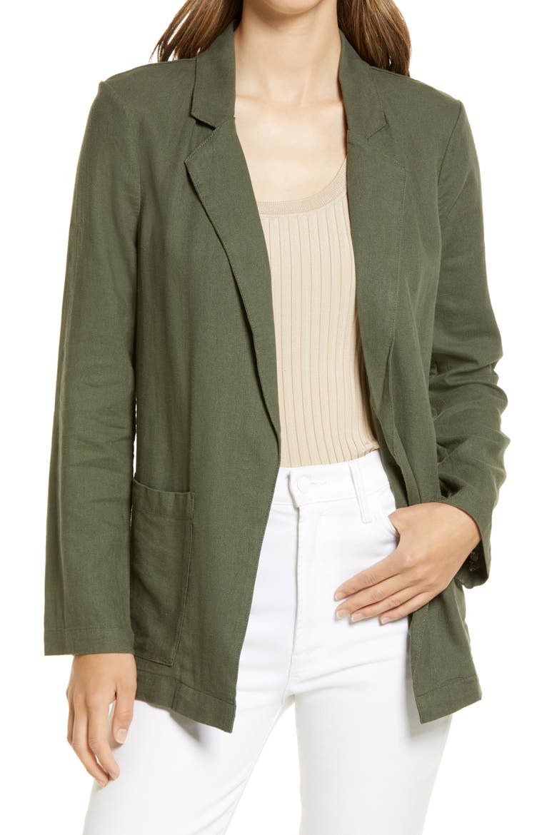 Linen Blend Jacket, Alternate, color, GREEN BEETLE
