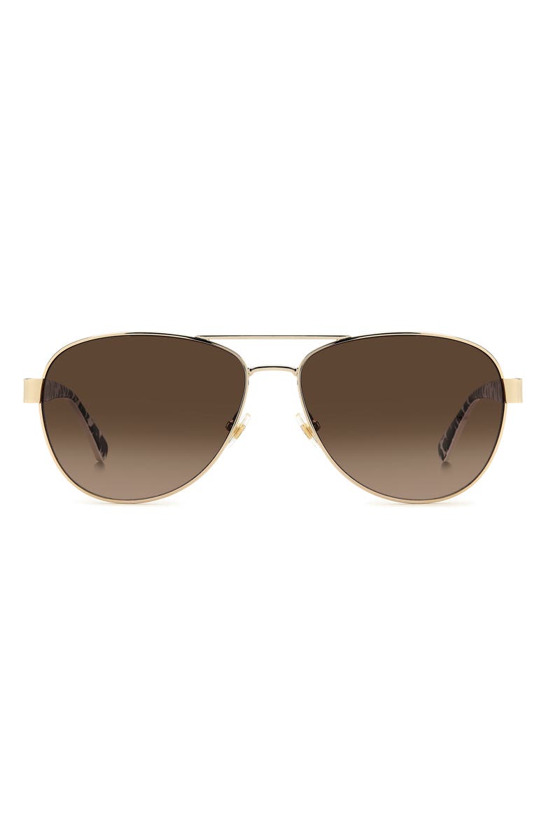 Kate Spade New York polina 61mm gradient oversize pilot sunglasses, Main, color, Gold Beige/ Brown Sf