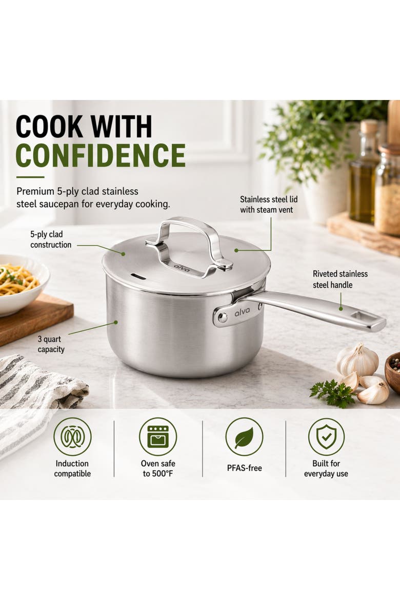 Maestro 5-Ply Stainless Steel Cookware Set, Alternate, color, 14-Piece Set