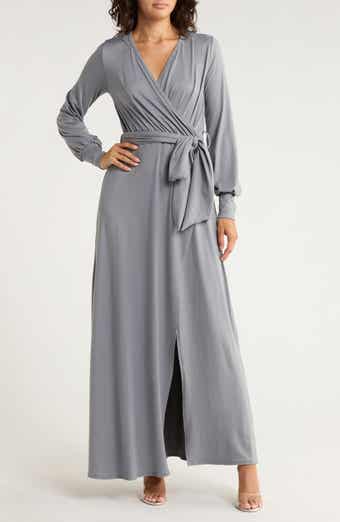 GO COUTURE Long Sleeve Wrap Maxi Dress
