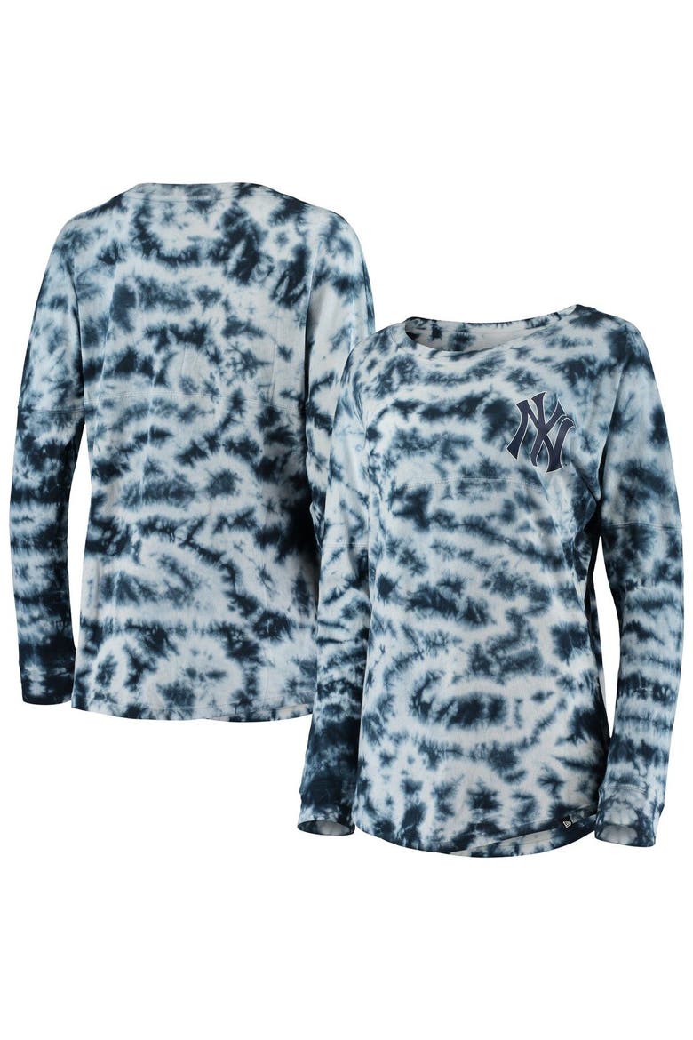 Women's New Era Navy New York Yankees Tie-Dye Long Sleeve T-Shirt, Main, color, Navy