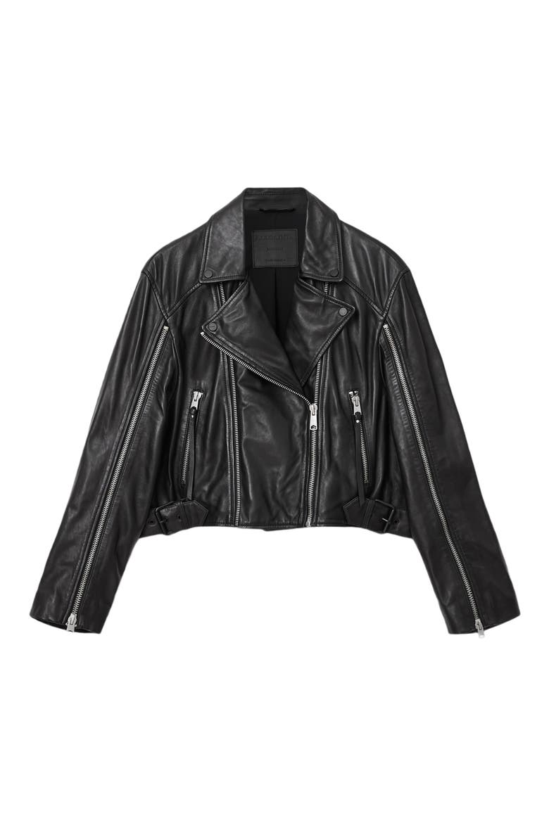 Masone Leather Biker Jacket, Alternate, color, BLACK
