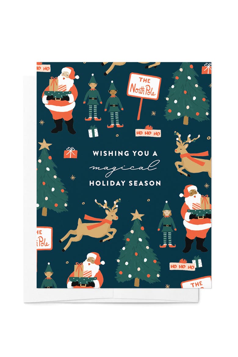 Magical North Pole Holiday Season Cards Boxed Set of 8 Cards, Main, color, White