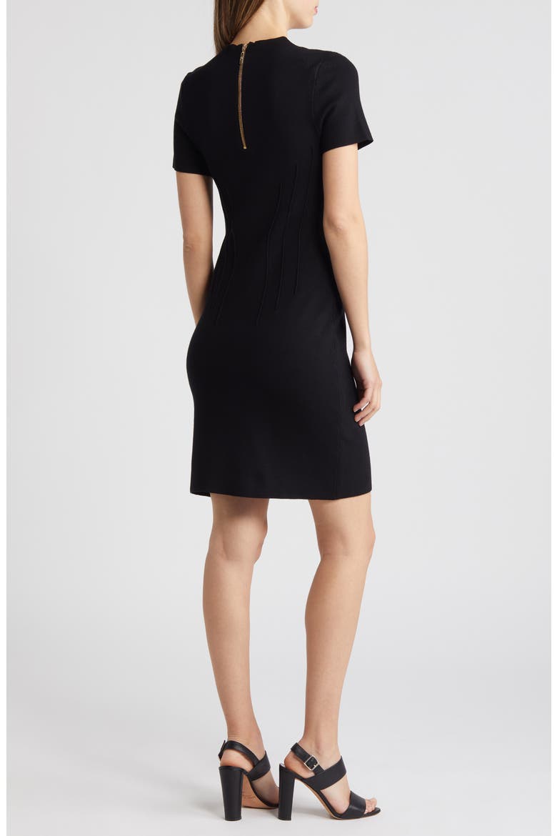 Pintuck Fitted Sheath Dress, Alternate, color, BLACK