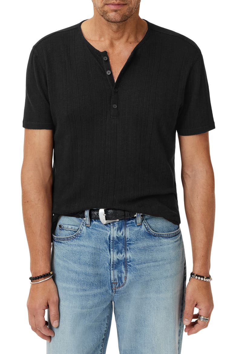 Ciel Variegated Rib Henley, Alternate, color, BLACK