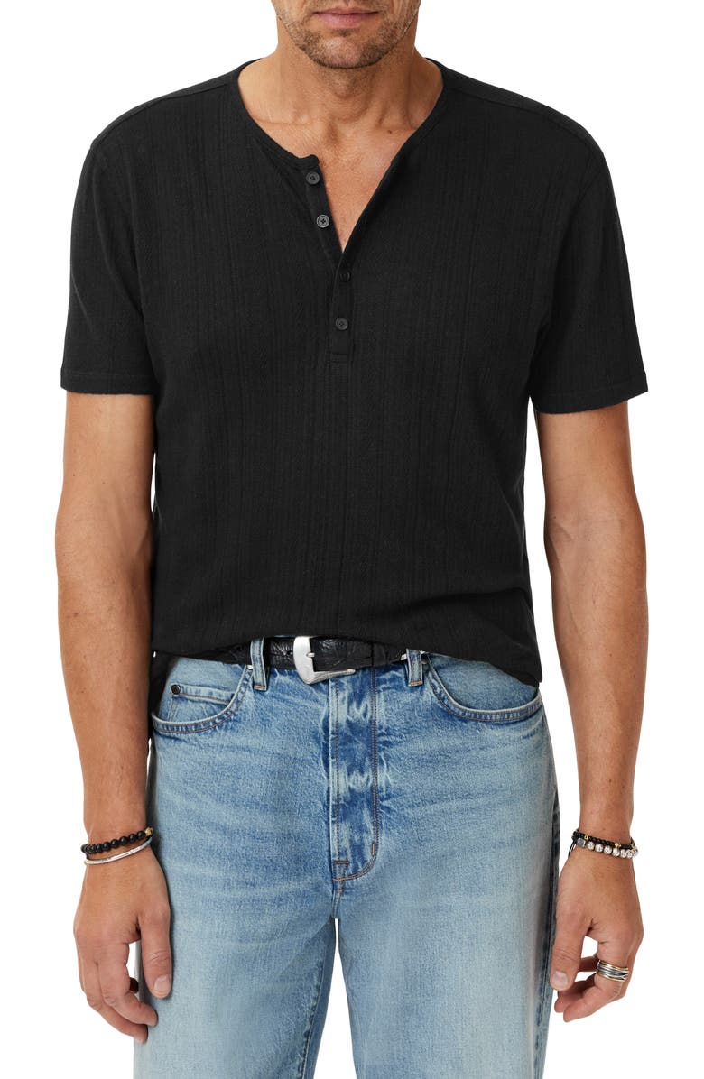 John Varvatos Ciel Variegated Rib Henley, Alternate, color, Black