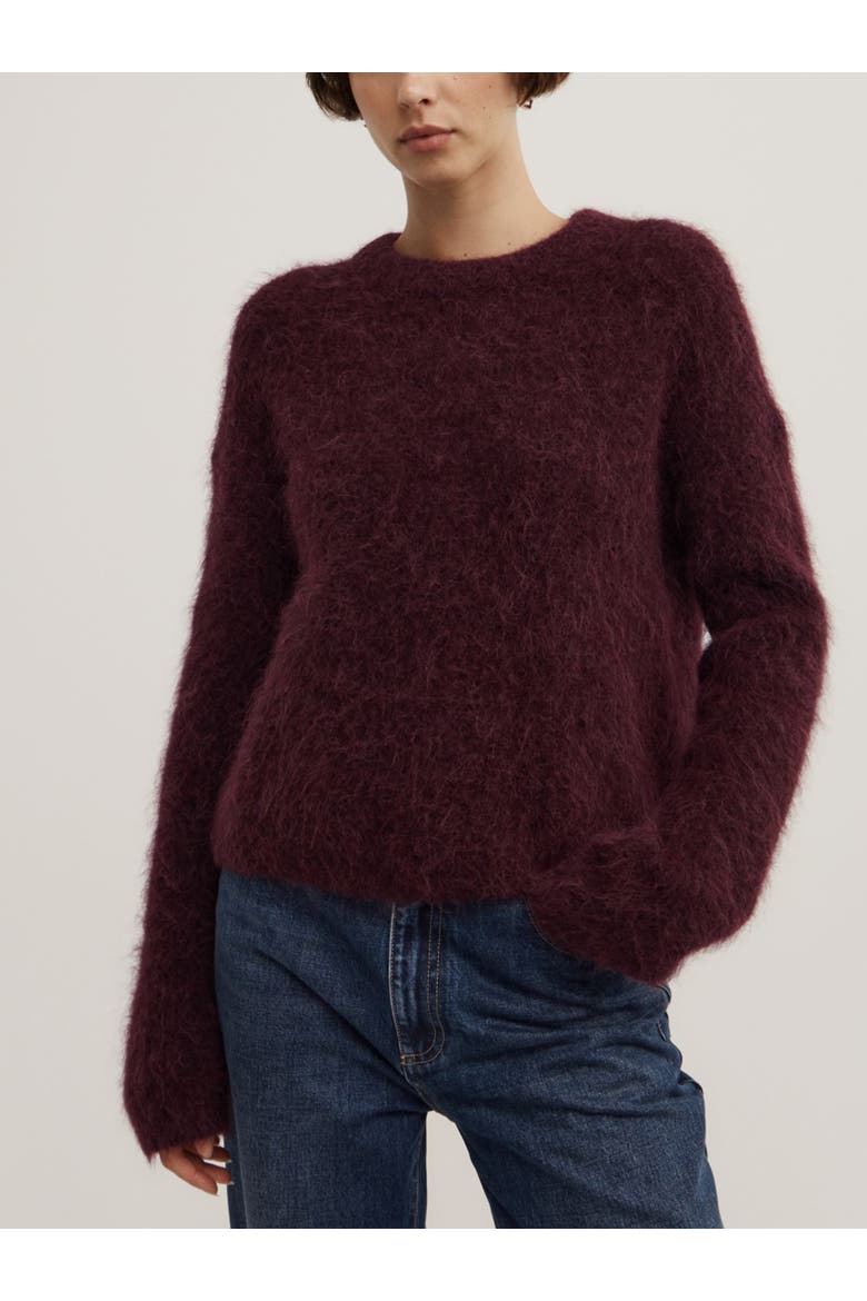 Fluffy Crew Knit Sweater, Main, color, Aubergine