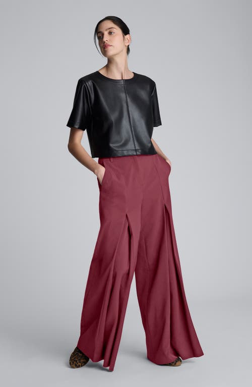 Kenneth Cole Inverted Pleat Wide Leg Pants In Burgundy