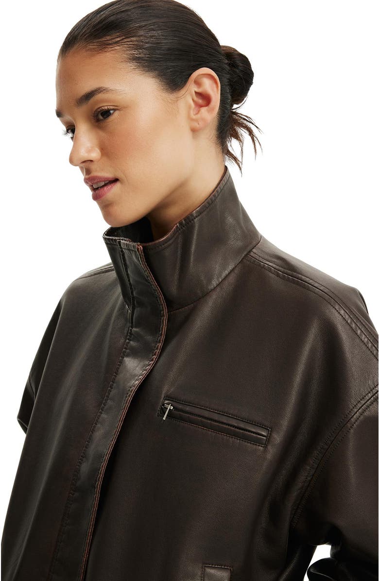 Cotton On Women's Easton Funnel Neck Bomber, Alternate, color, Cherry Choc