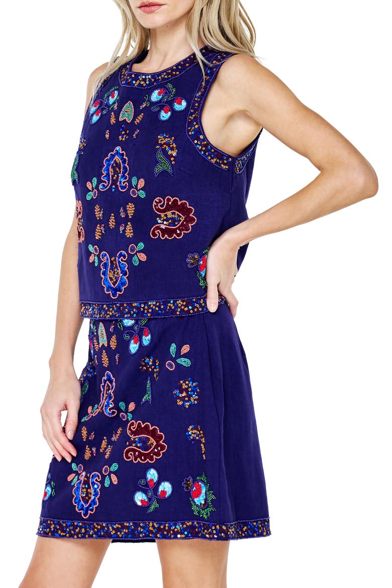 Viveka Beaded Sleeveless Top, Alternate, color, NAVY