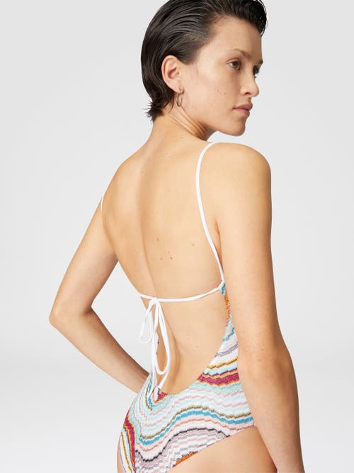 Shop Missoni One-piece Swimsuit With Lamé Wave Pattern In Multicoloured