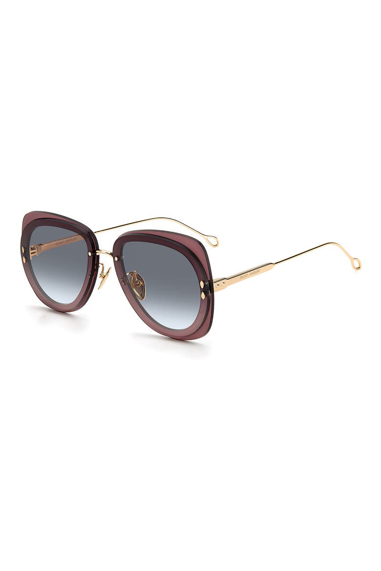 62mm Aviator Sunglasses, Alternate, color, GOLD BRGN / GREY SHADED