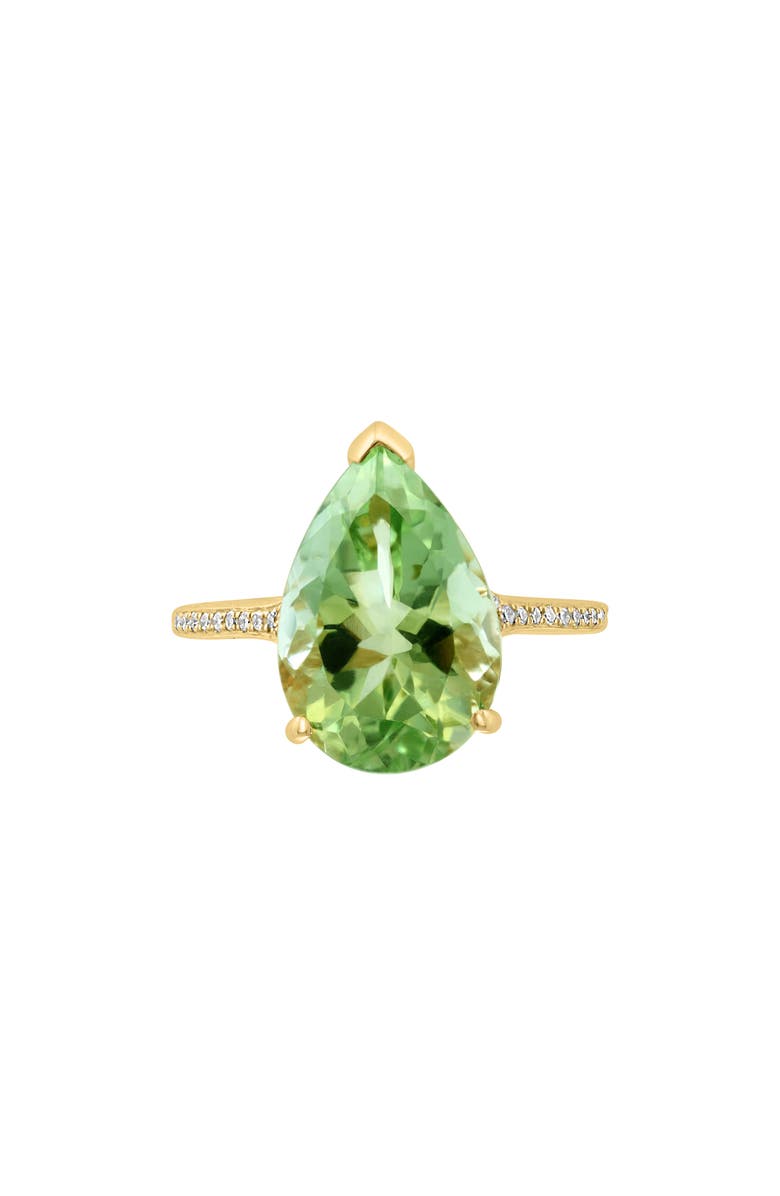 EFFY 14K Yellow Gold Pear Cut Prasiolite Diamond Band Ring, Main, color, 