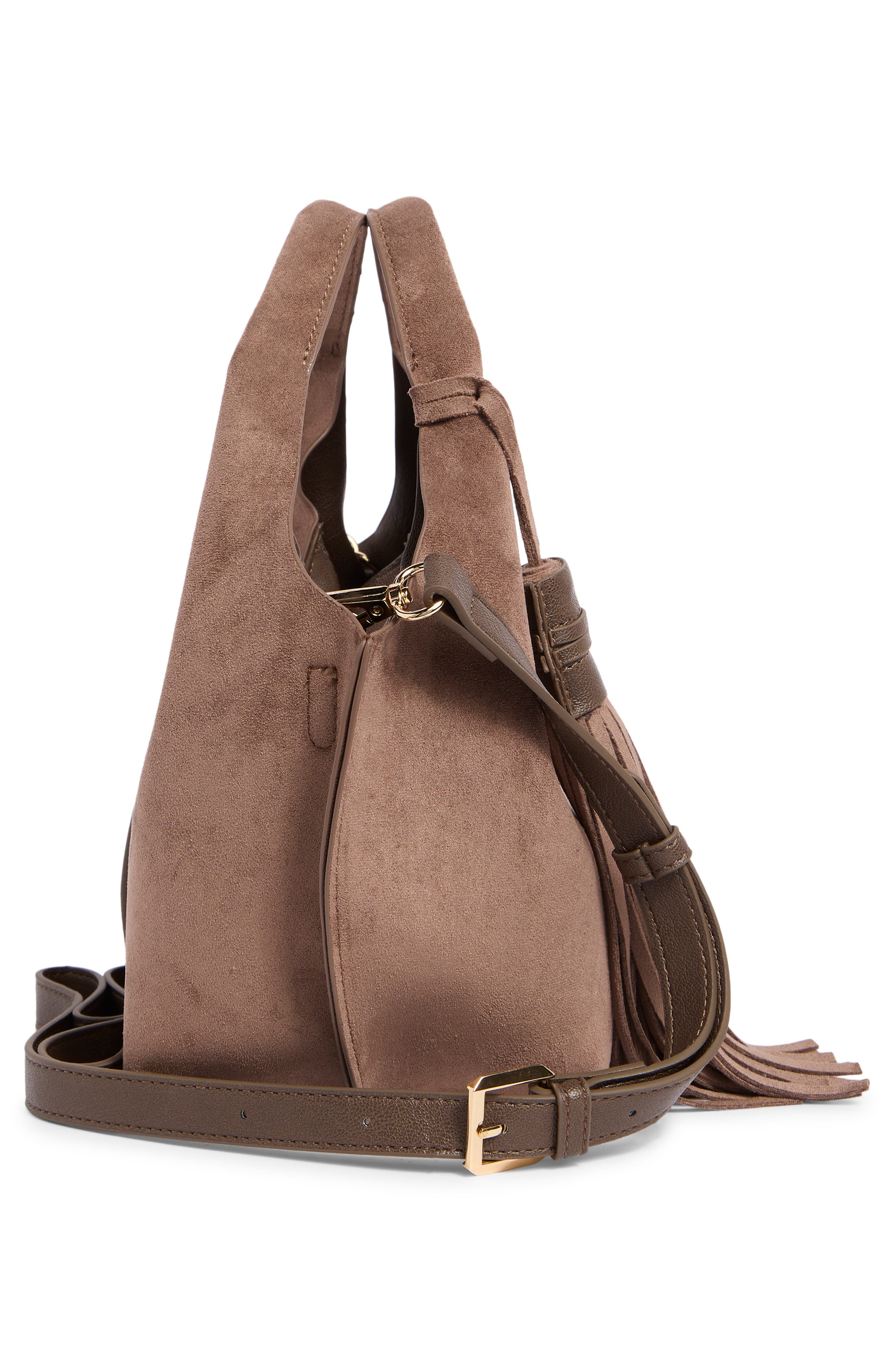 Galen Faux Suede Crossbody Bag, Alternate, color, DARK TAUPE