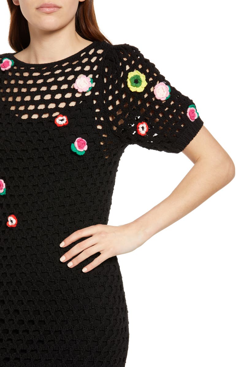 Something Navy Floral Crochet Midi Dress, Alternate, color,