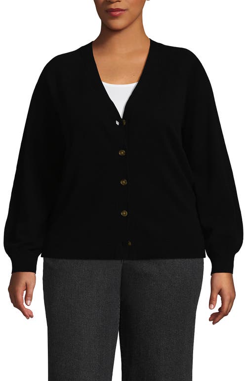 Lands' End Plus Size Cashmere Cardigan In Black