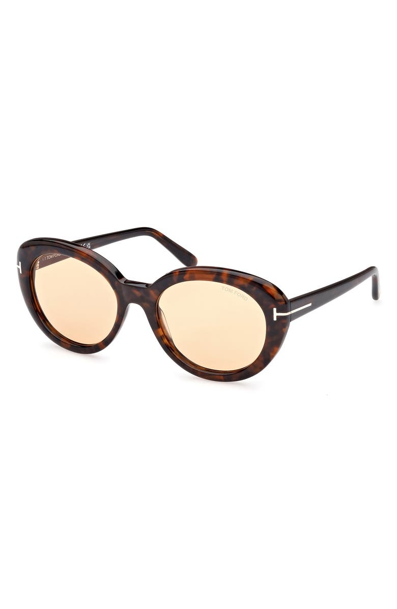 TOM FORD Lily-02 55mm Tinted Cat Eye Sunglasses, Alternate, color, Dark Havana / Brown