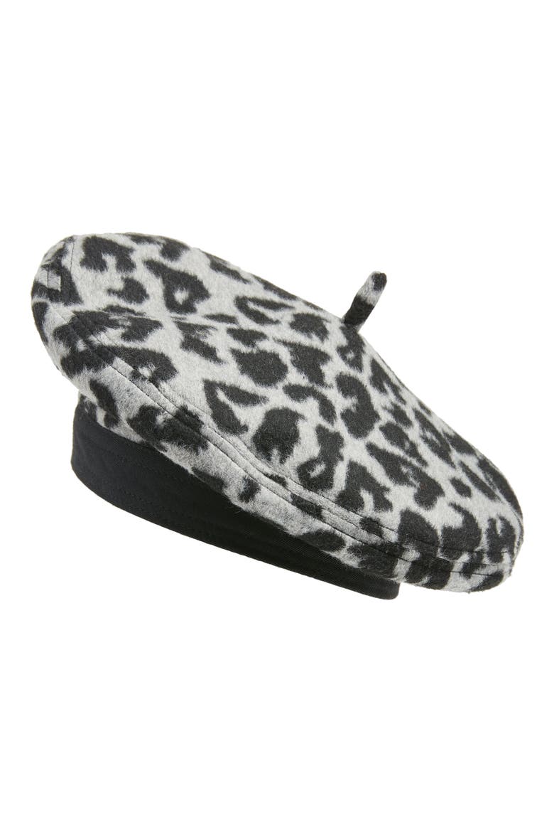 Audrey Beret, Main, color, ALUMINUM BLACK LEOPARD