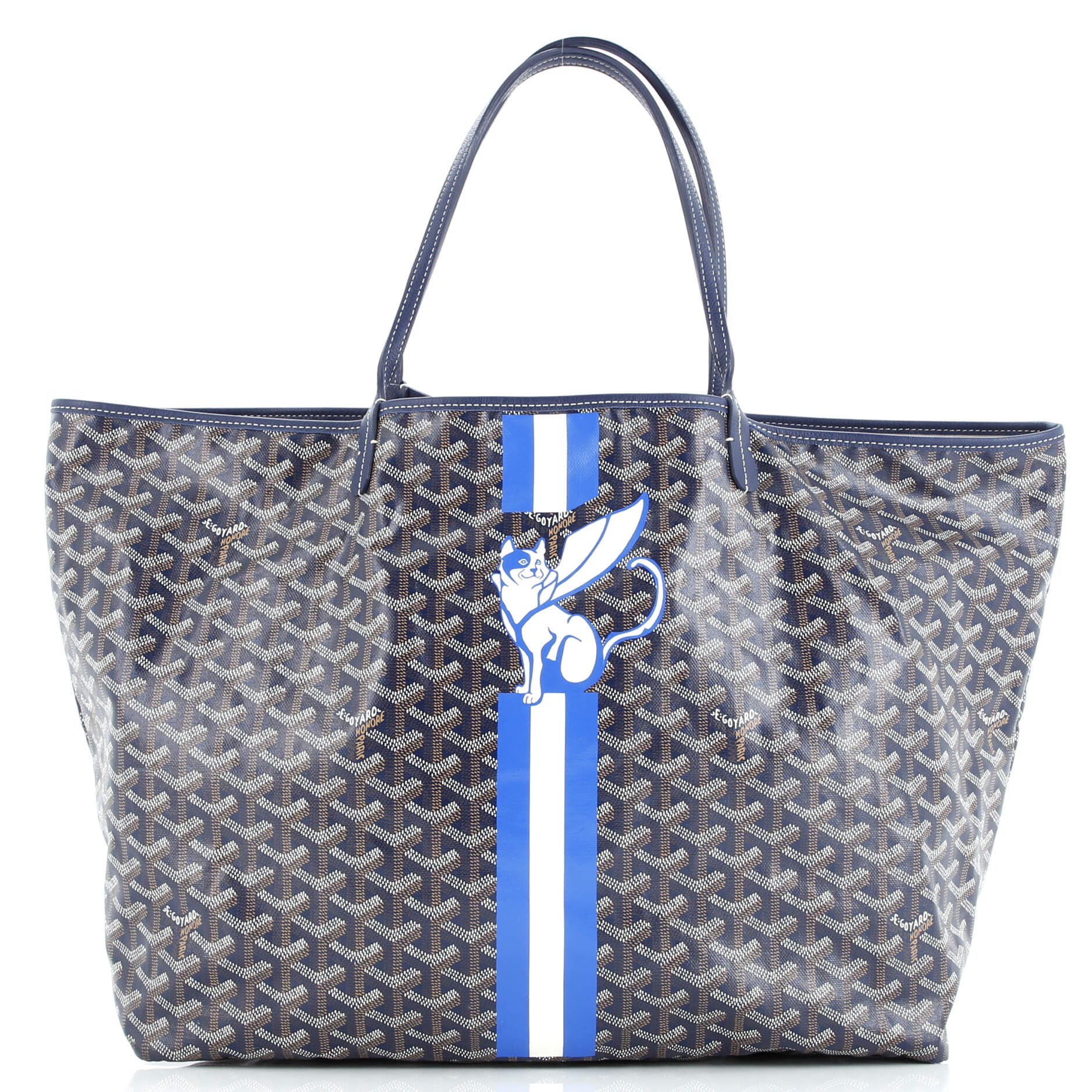 Pre-Owned Goyard Saint Louis Tote Printed Coated Canvas GM, Main, color, Blue
