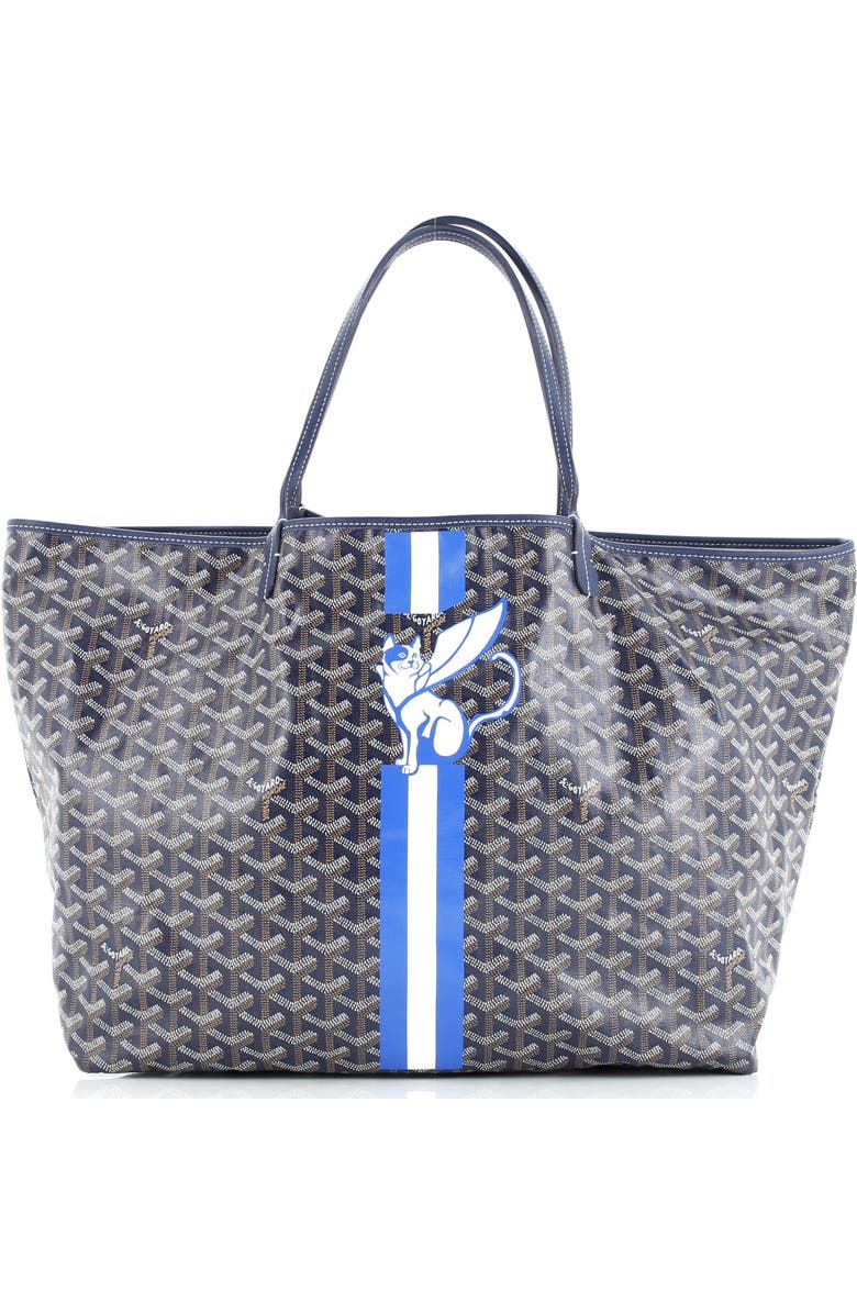 Pre-Owned Goyard Saint Louis Tote Printed Coated Canvas GM, Main, color, Blue