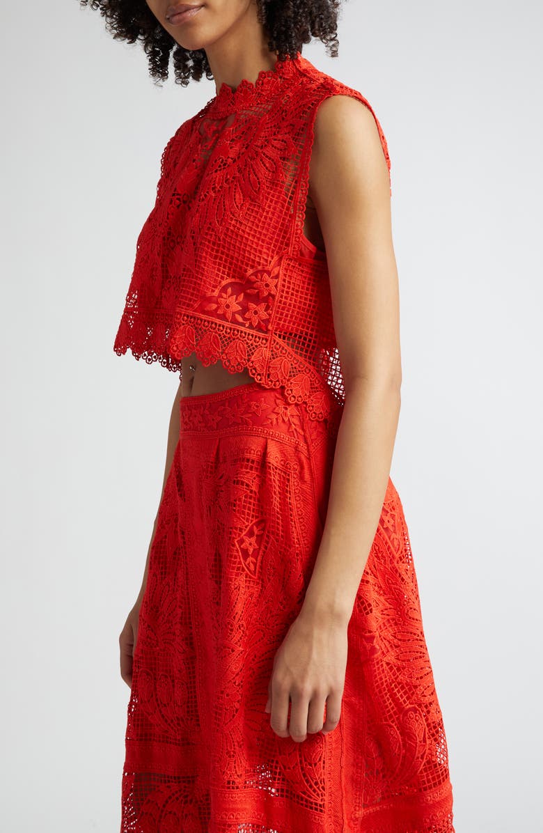 FARM Rio Toucan Guipure Lace Sleeveless Crop Top, Alternate, color, 