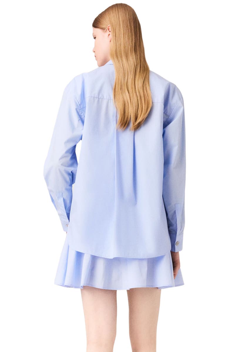 maje Long poplin blouse, Alternate, color, Light Blue