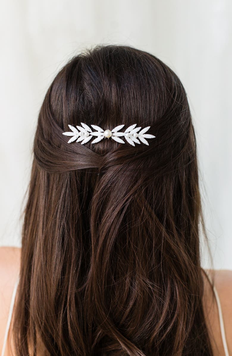 Brides & Hairpins Seira Opal & Faux Pearl Hair Comb, Alternate, color, Silver