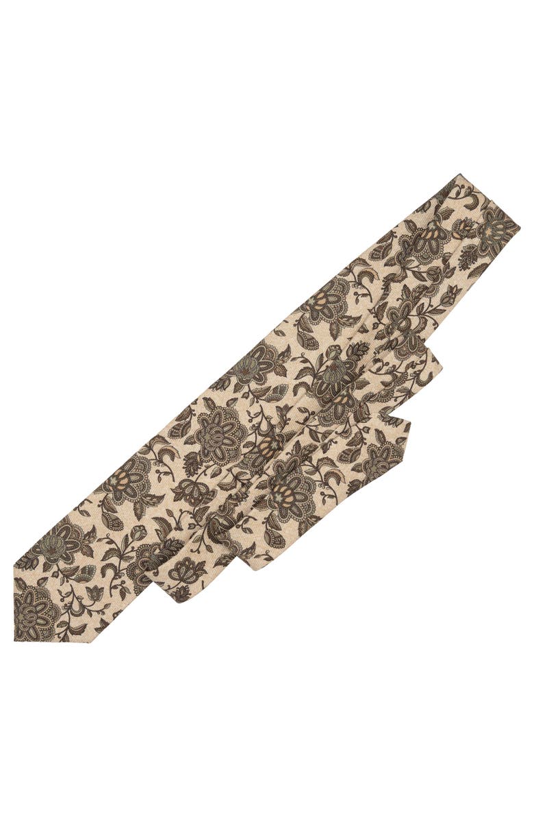 Elizabetta Sartori - Extra Long Printed Silk Tie for Men, Alternate, color, Beige And Sage