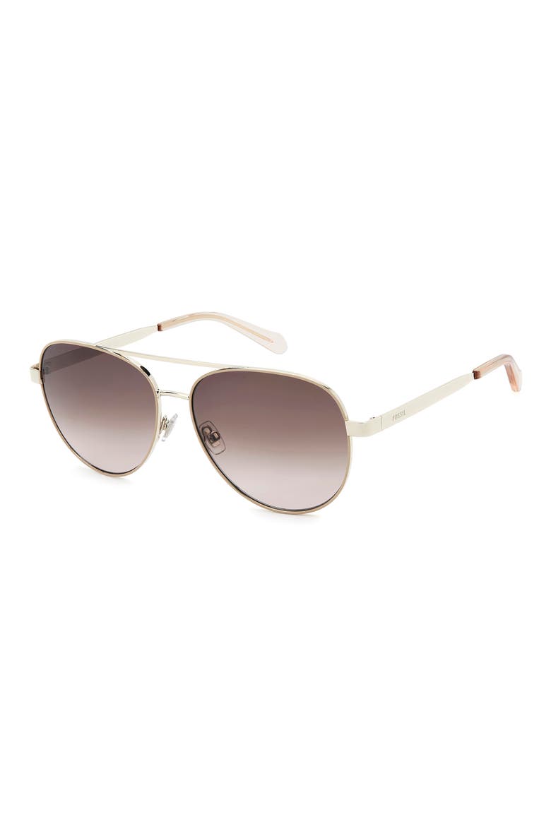 58mm Gradient Pilot Sunglasses, Alternate, color, BROWN GOLD/ BROWN