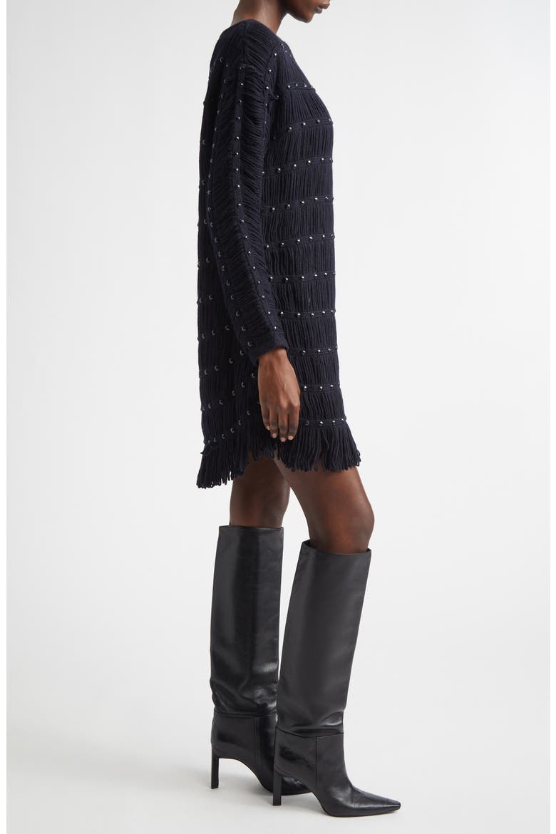 Notte Long Sleeve Merino Wool Blend Mini Sweater Dress, Alternate, color, MIDNIGHT