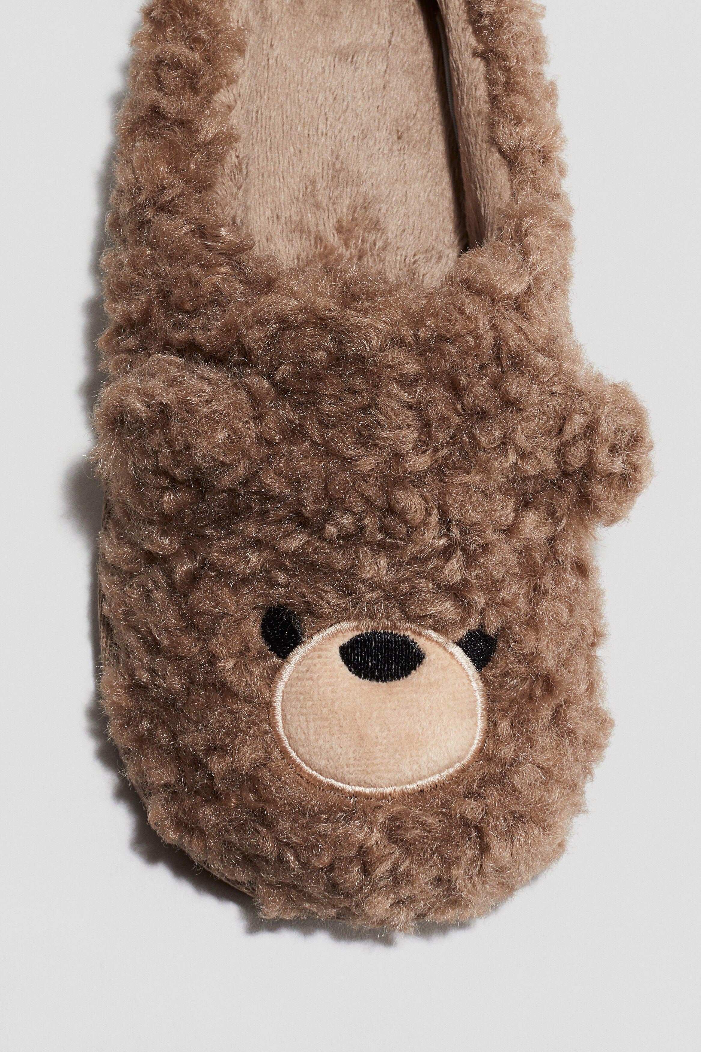 H&M Teddy Slippers, Alternate, color, Brown/Teddy Bear
