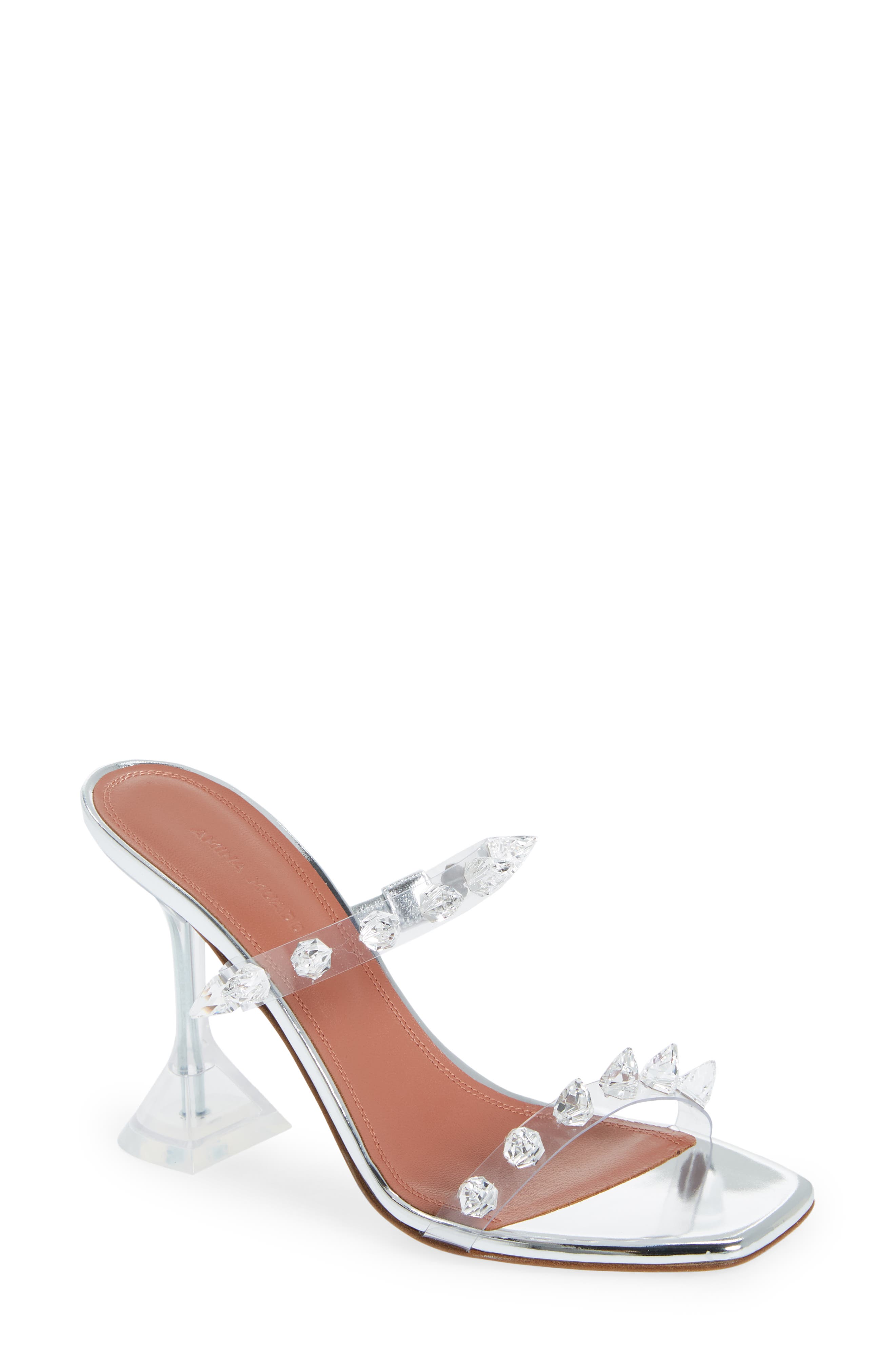 Amina Muaddi Julia Jewel Clear Sandal, Main, color, 