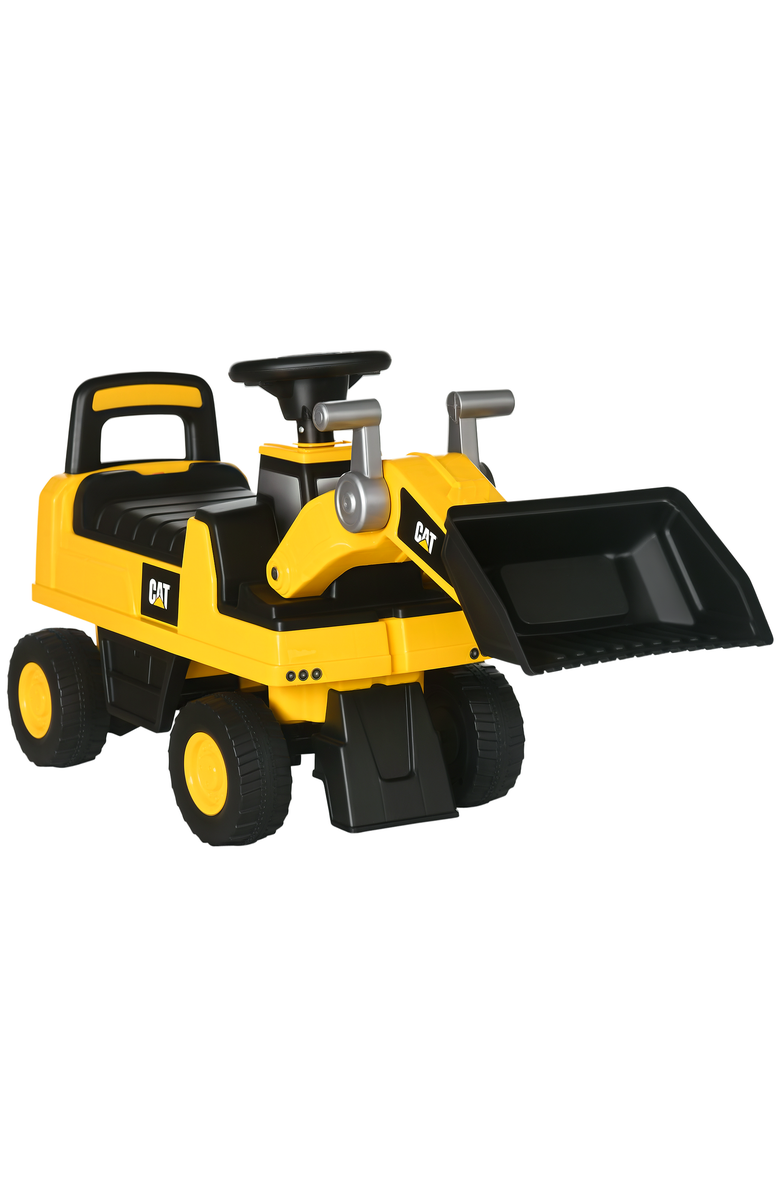 Aosom Kids Ride-On Excavator with Shovel, Horn, Storage, Main, color, Yellow