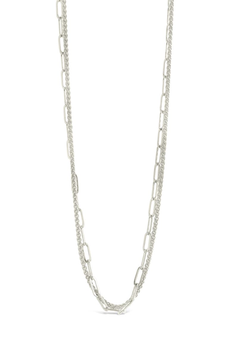Sterling Forever Emery Textured Chain Necklace, Alternate, color, Silver