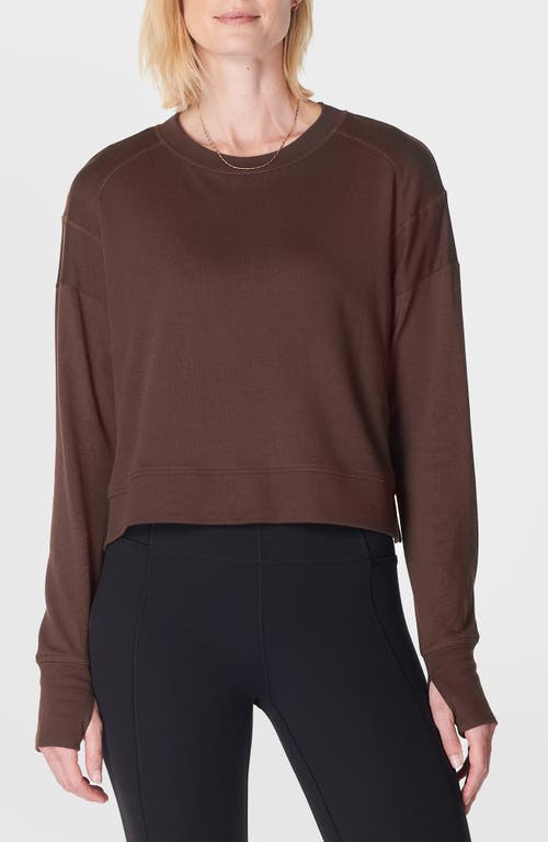 Sweaty Betty After Class Crop Sweatshirt In Cacao Brown