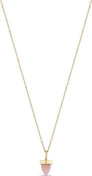 Zoë Chicco 14K Gold Pink Opal Bullet Pendant Tiny Bar & Cable Chain Necklace