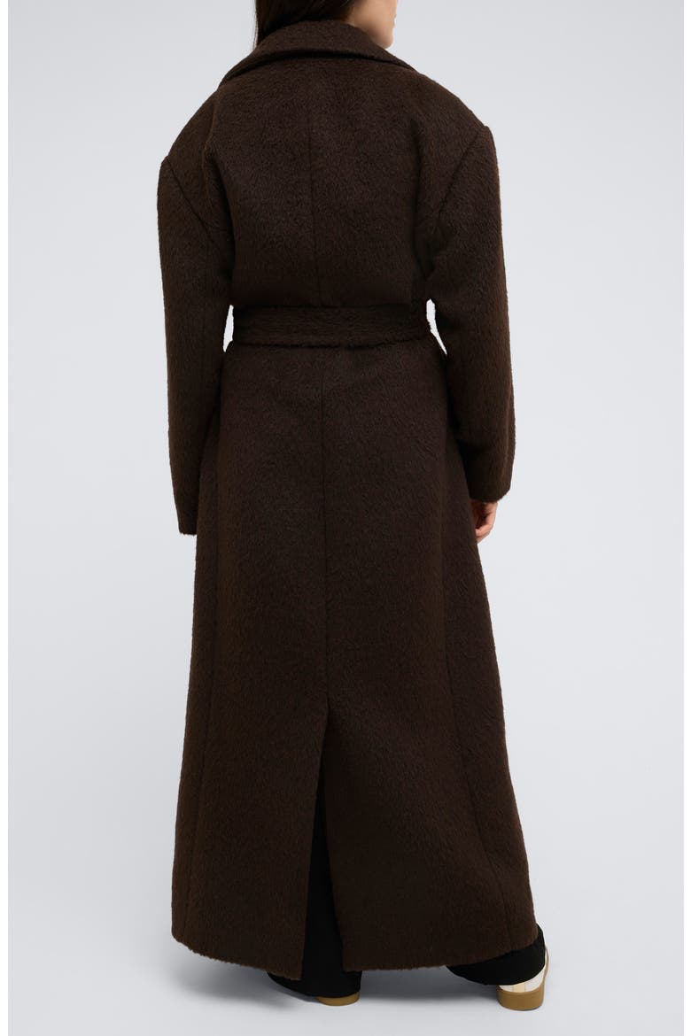 Brushed Longline Trench Coat, Alternate, color, DEEP BARK