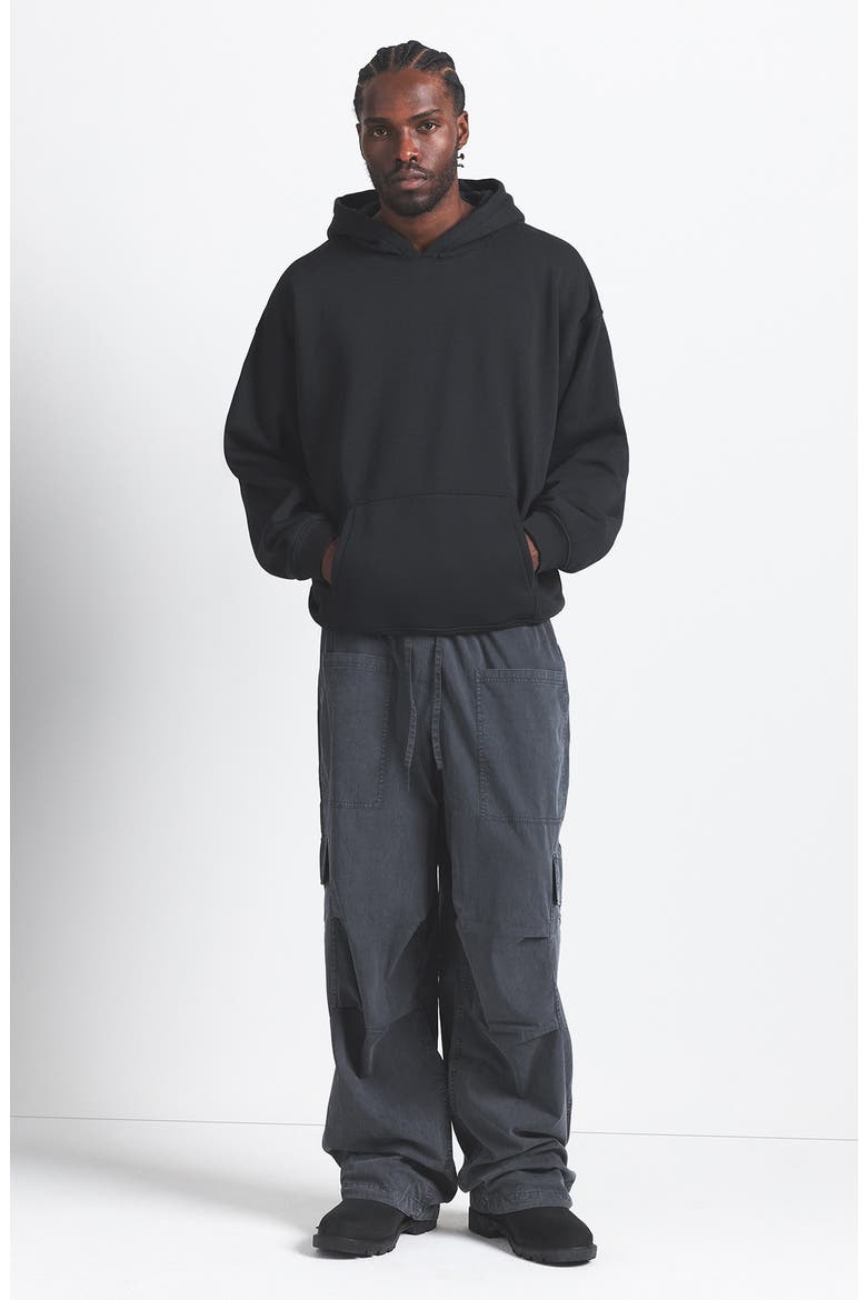 FLEECE LOUNGE RELAXED HOODIE, Alternate, color, WASHED ONYX