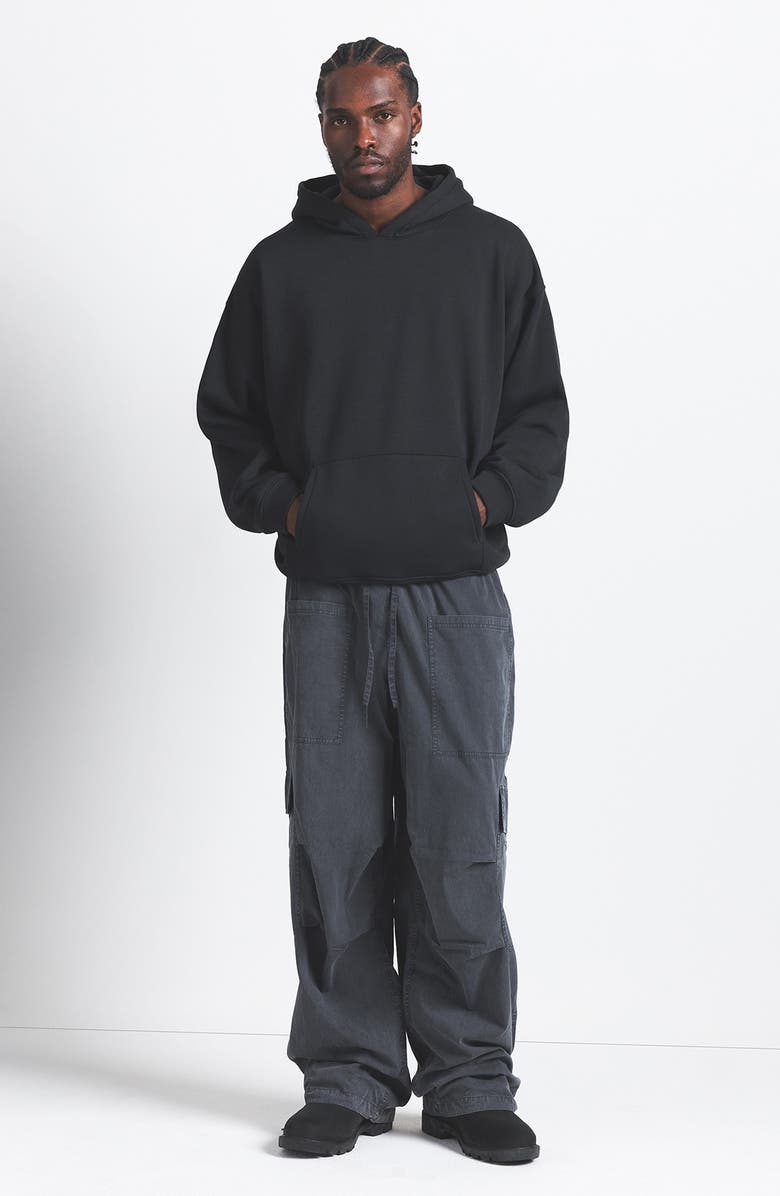 SKIMS Fleece Lounge Relaxed Hoodie, Alternate, color, Washed Onyx