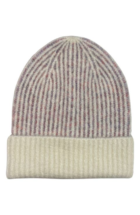 Two-Tone Rib Knit Cuff Beanie