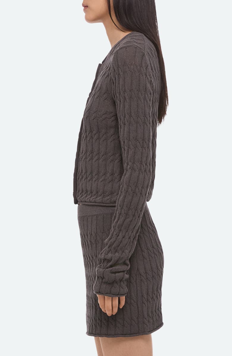 Helmut Lang Cable Stitch Crop Cardigan, Alternate, color, Gravel