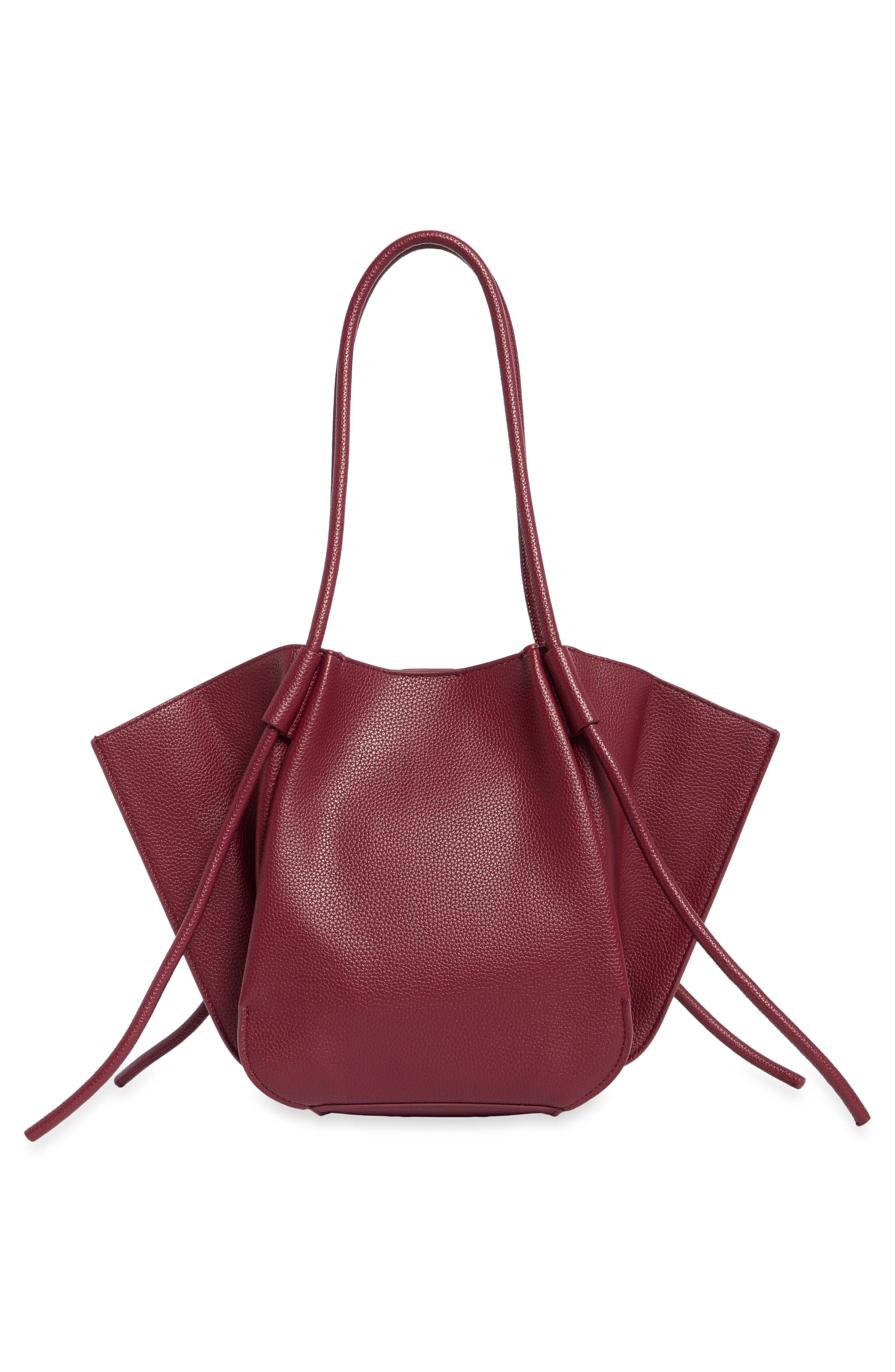 Nala Faux Leather Wide Tote, Alternate, color, BURGUNDY PEBBLED