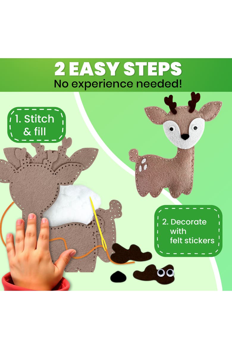 Kids Sewing Craft Kit with Felt Toys, Alternate, color, Wood