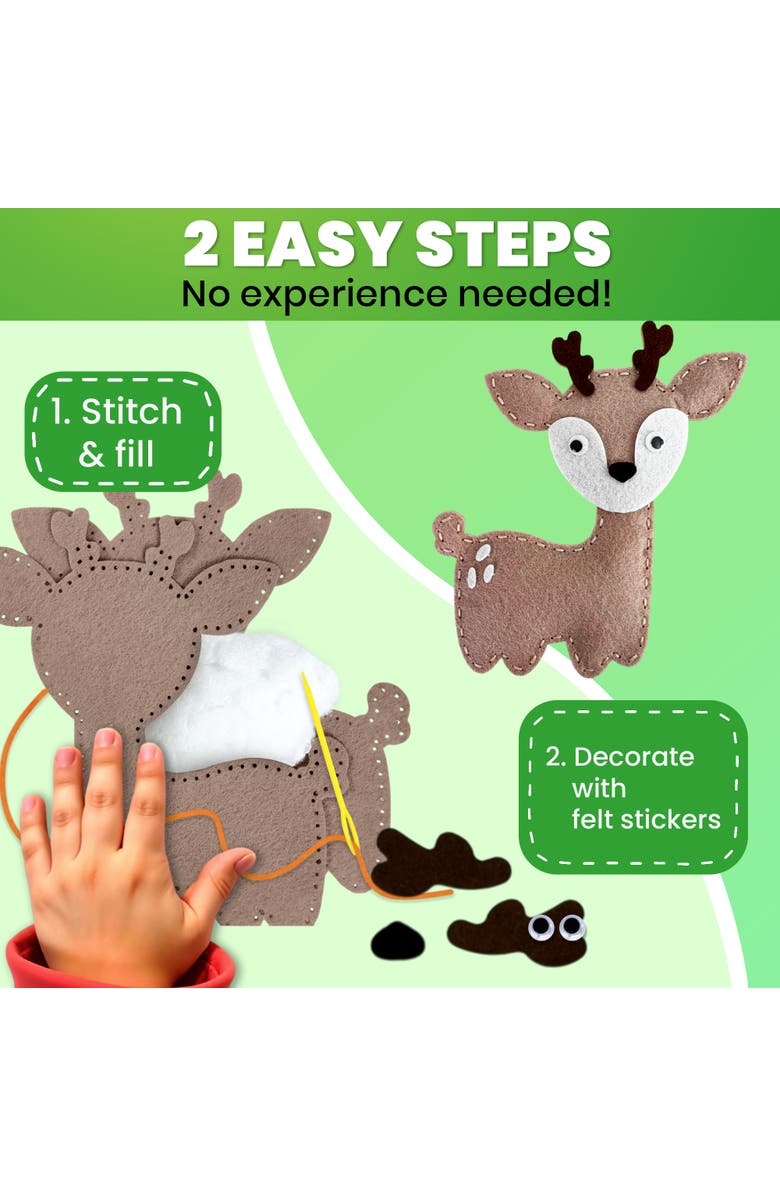 Quokka Kids Sewing Craft Kit with Felt Toys, Alternate, color, Wood