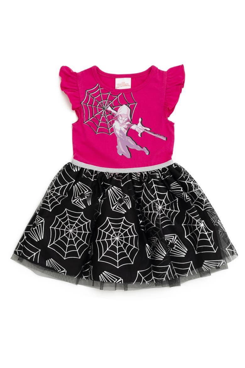 Spider-Verse Sleeveless Tutu Dress, Main, color, Ghost Spider Fuchsia