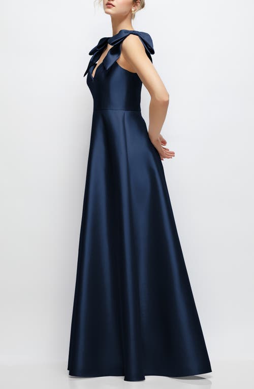 Alfred Sung Bow Detail Ball Gown In Blue
