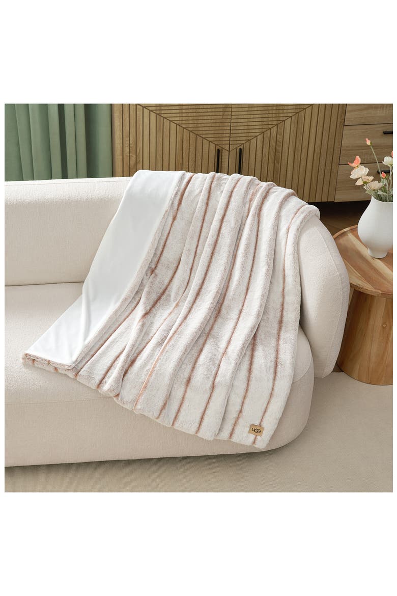 Stasia Faux Fur Throw Blanket, Alternate, color, SANDALWOOD