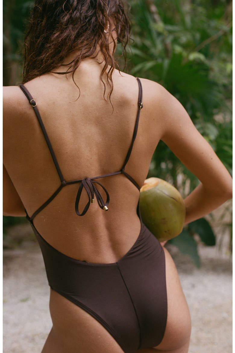 Gia Cutout One-Piece Swimsuit, Alternate, color, DEEP EARTH